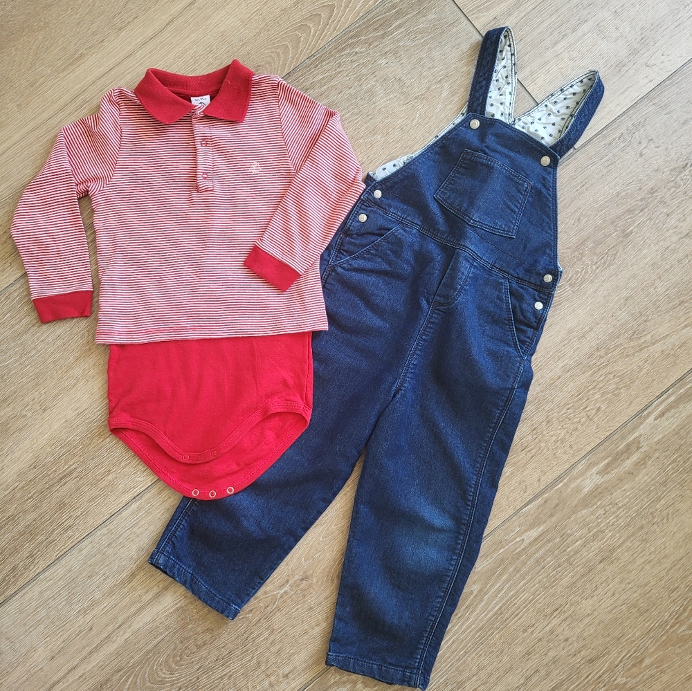 Petit Bateau denim romper And polo shirt